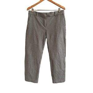 Ann Taylor Loft Women's Cropped Julie Check Straight Leg Pants Sz 10 Black White